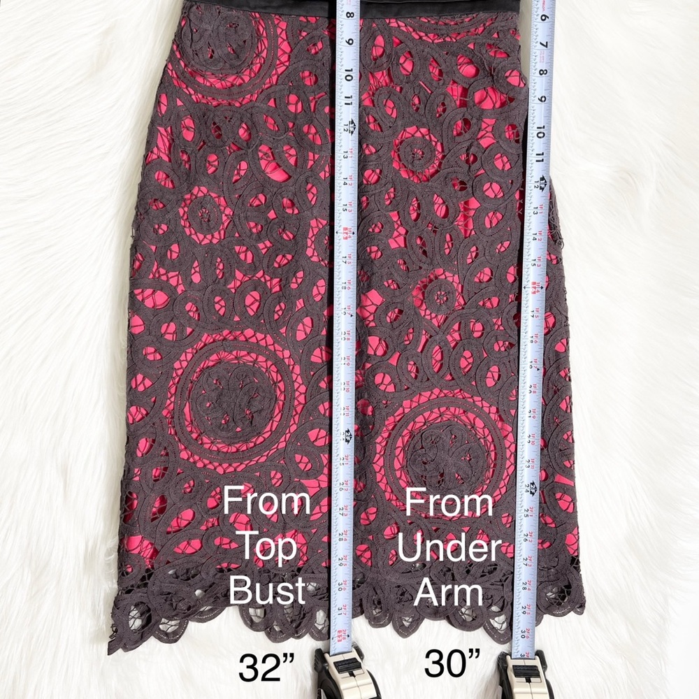 Anthropologie Floral Crochet Lace Pink Gray Strapless Pencil Dress - Picture 10 of 10
